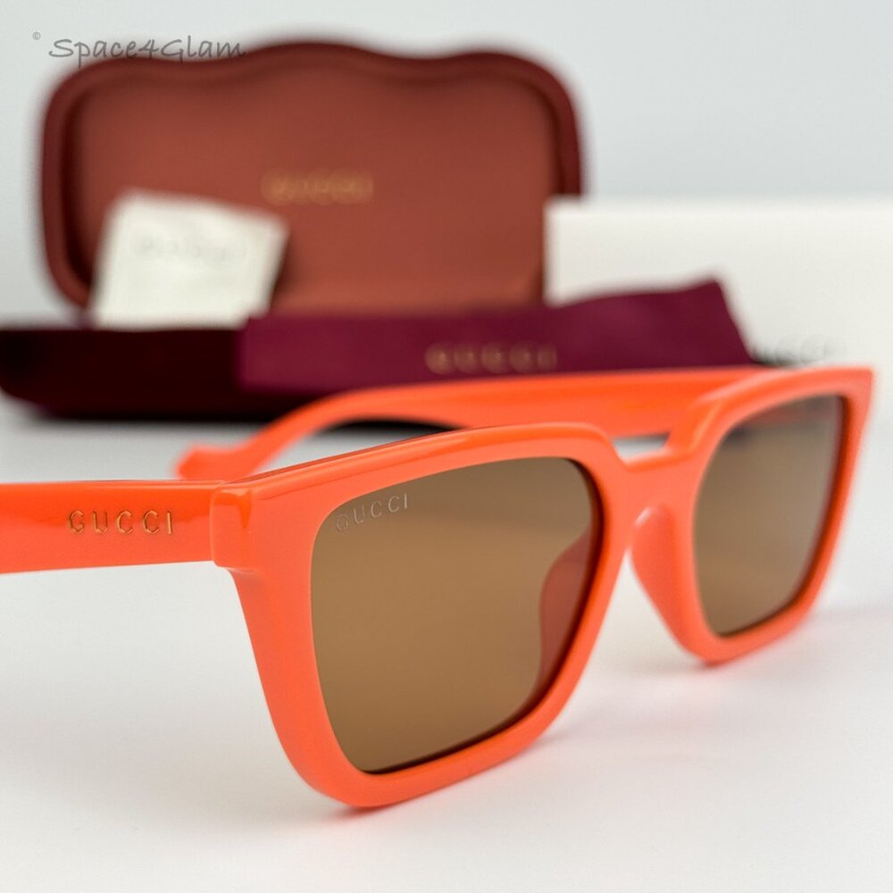 Gucci Men Sunglasses Orange Brown Rectangle GG1539S 004 BRAND NEW - Picture 6 of 8